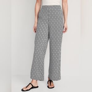 Old Navy Playa High-Rise Wide-Leg Black Floral Geo Pants New - XL